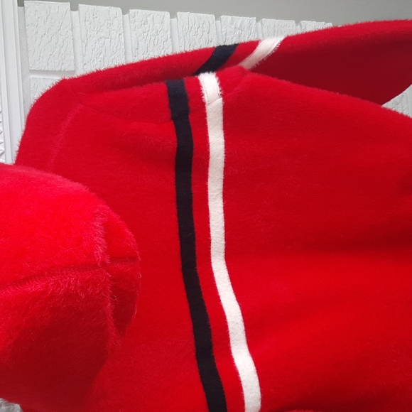 Women's Fluffy Red Warm Bomber Style Sweater Jacket Size S - Picture 10 of 14